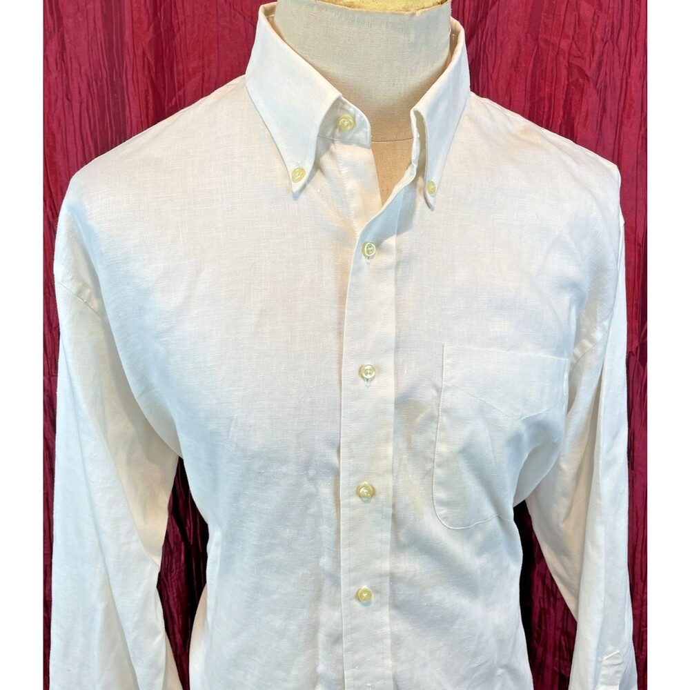 Mens Jos. A. Bank Travelers' White Linen LS Casual Shirt sz XL